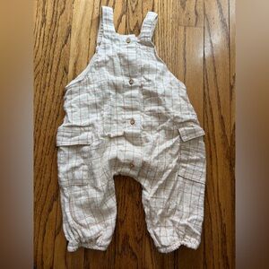 6-9 months Zara linen beige plaid overalls